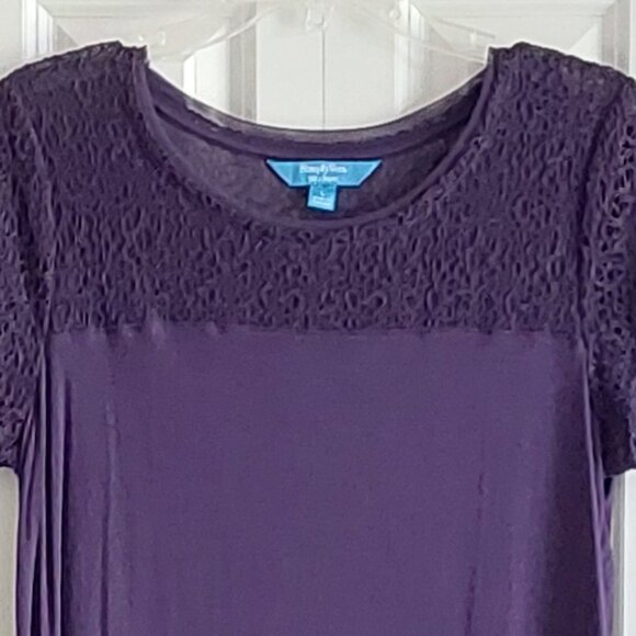 Vera Wang Purple Short Sleeve Women's Top Size L - Picture 2 of 8